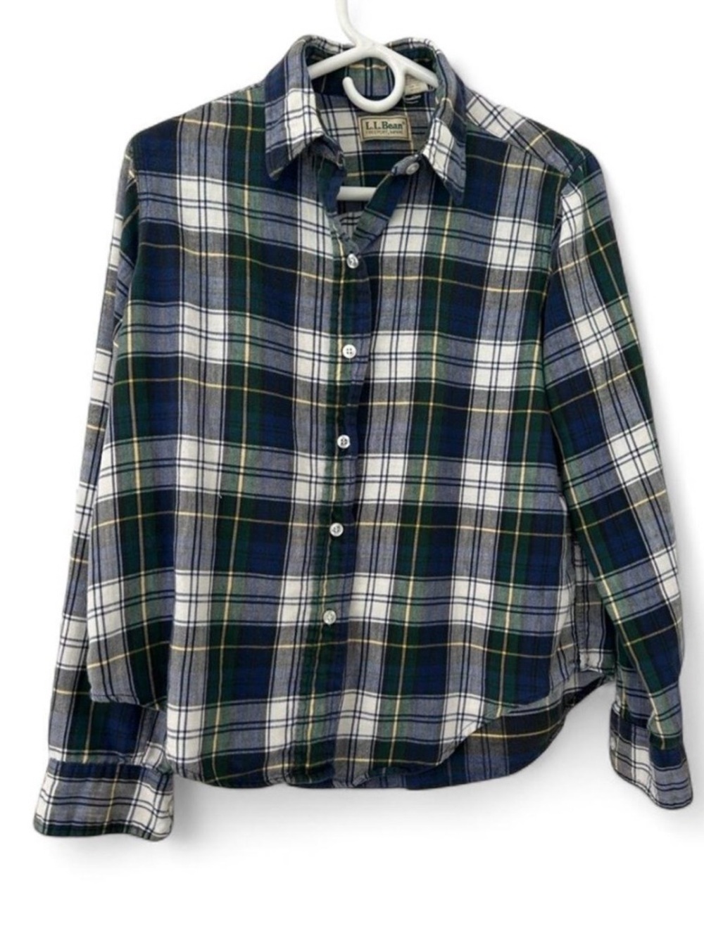 L.L. Bean Vintage Women’s Blue & Green Plaid Button-Up Shirt. Sz. Medium
